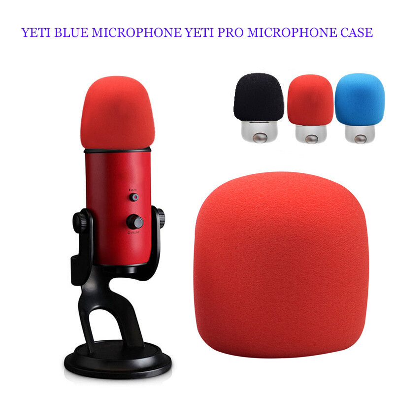 1 Buah Headset Sarung Busa Mikrofon Tahan Angin Tahan Debu Penutup Mikrofon Kaca Depan Busa Spons Hitam Lembut untuk Yeti Biru/untuk Yeti Pro