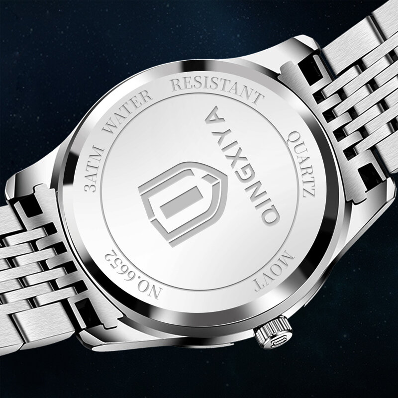 QINGXIYA Top Brand Luxury Fashion Gray Dial Watch Men Waterproof Luminous Week Date Clock Sport Watches Mens Quartz Wristwatch