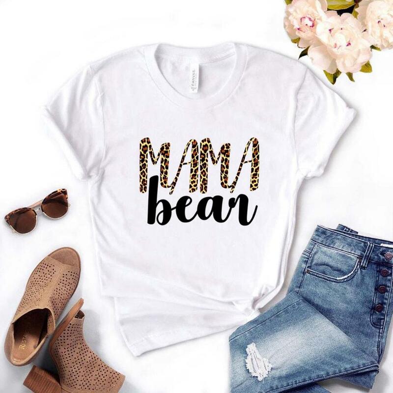 mama bear leopard Print Women Tshirts Cotton Casual Funny t Shirt For Lady  Top Tee Hipster Drop Ship NA-514