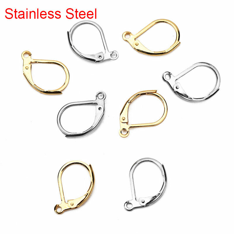 20pcs Hypoallergenic French Earring Hooks Findings Surgical Stainless Steel Earrings Clasps Wire Diy Jewelry Making Accessories