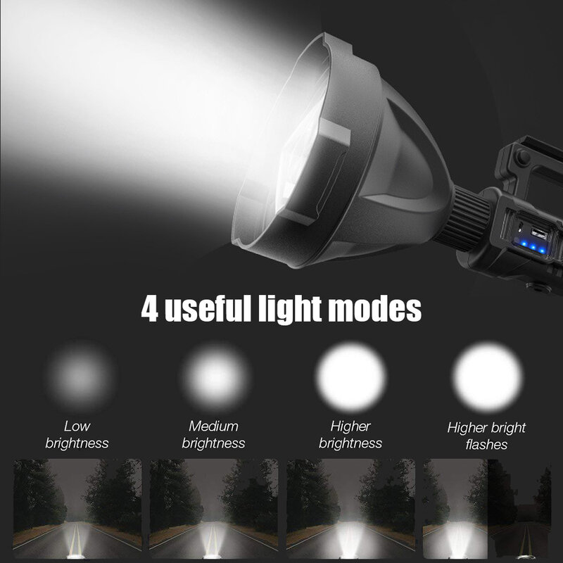 Nova p70 forte holofote ao ar livre multifuncional iluminação led lanterna longos tiros à prova dwaterproof água recarregável