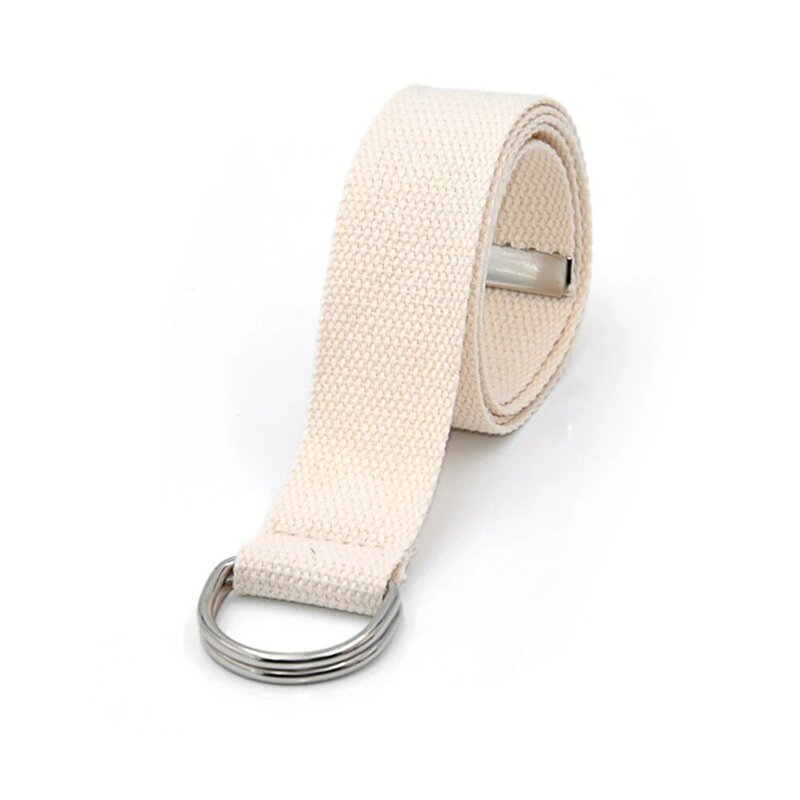 2021 Unisex Canvas Solid Color Belts D Ring Double Buckle Waist Strap Women Men Teenager Long Wide  Belt