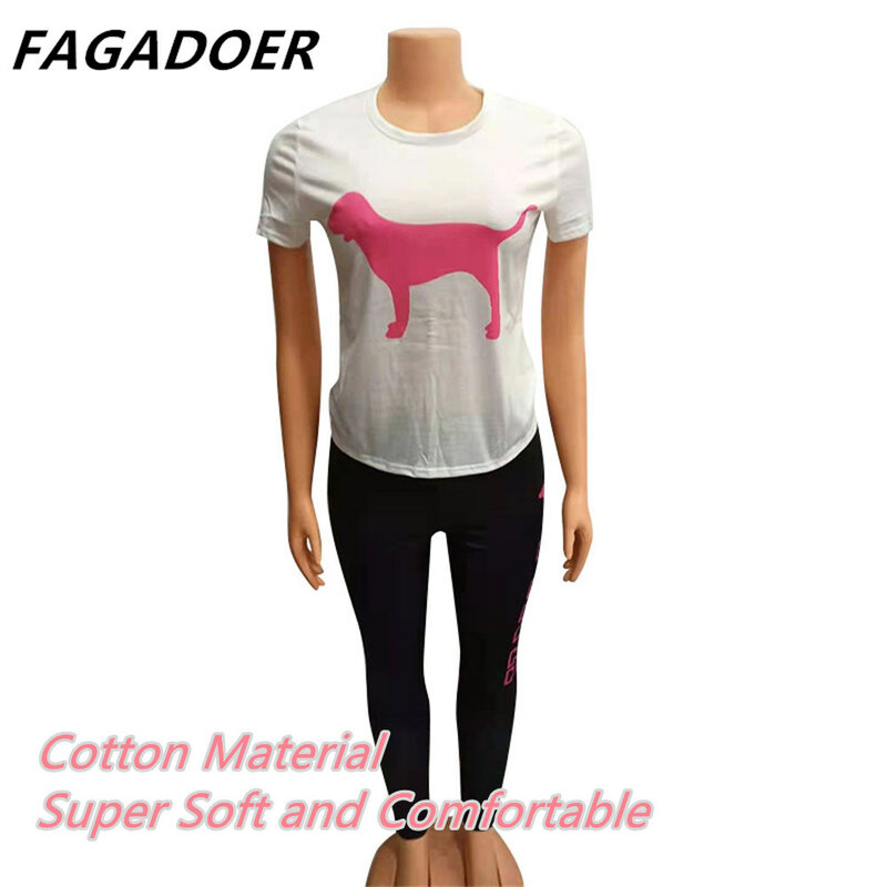 Camiseta de manga corta con estampado de letras rosas para mujer, conjunto de dos piezas informal, chándales deportivos de verano, trajes de 2 piezas, ropa de calle