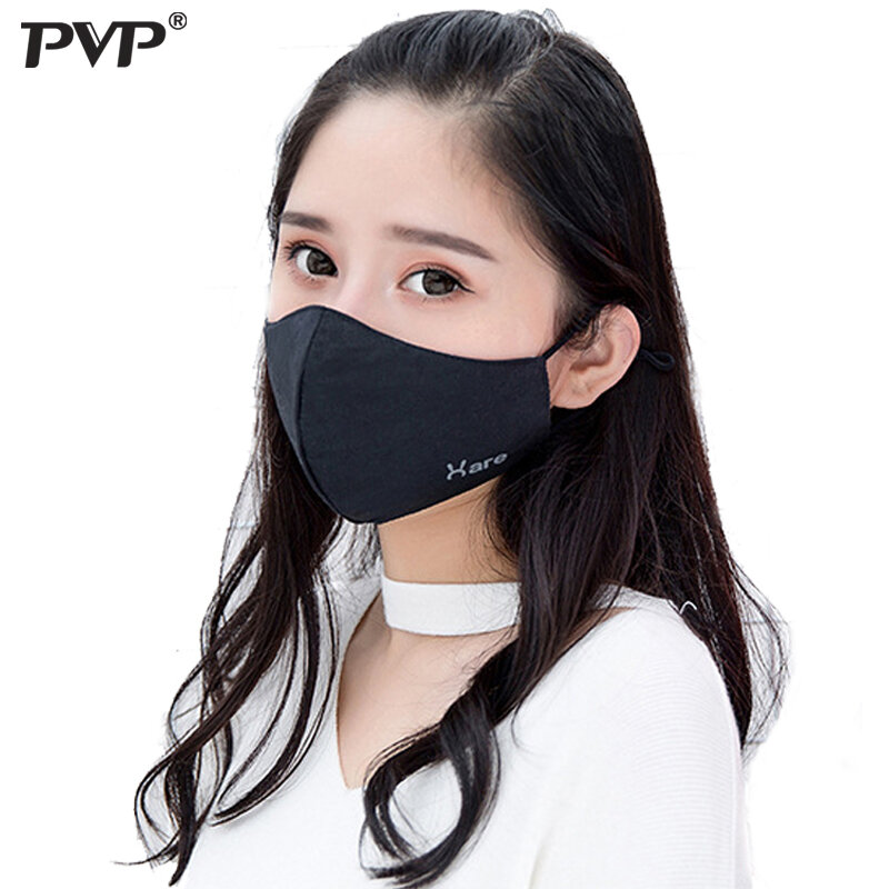 PVP * Baumwolle Schwarz Mund Gesicht Maske Anti Staub druck Filter Winddicht Mund-muffel für Männer Frauen Schwarz Mode warme
