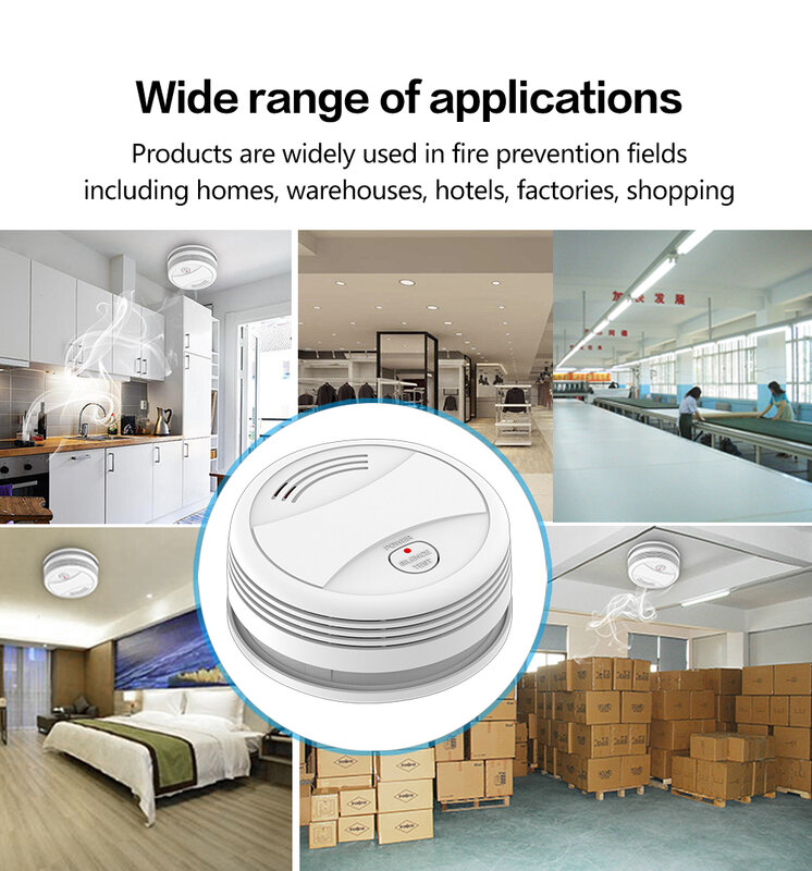 Tuya Smoke Detector Wifi Fire Alarm System Smokehouse For Home Office Portable Security Fire Alarm