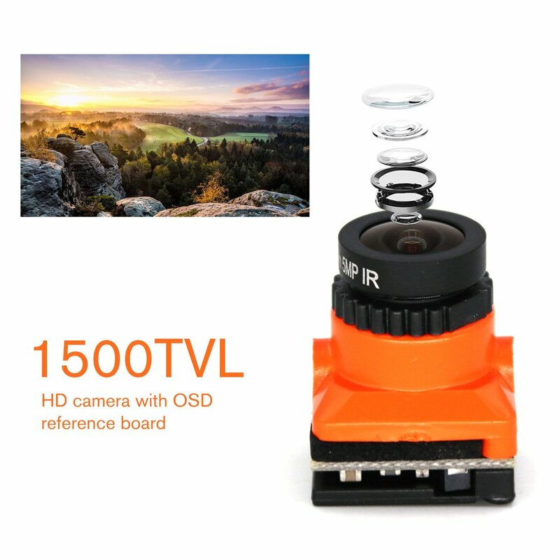 Aggiornamento HD 1500TVL Mini FPV HD Camera 2.1mm obiettivo PAL / NTSC bassa latenza con OSD per RC FPV Racing Drone Part