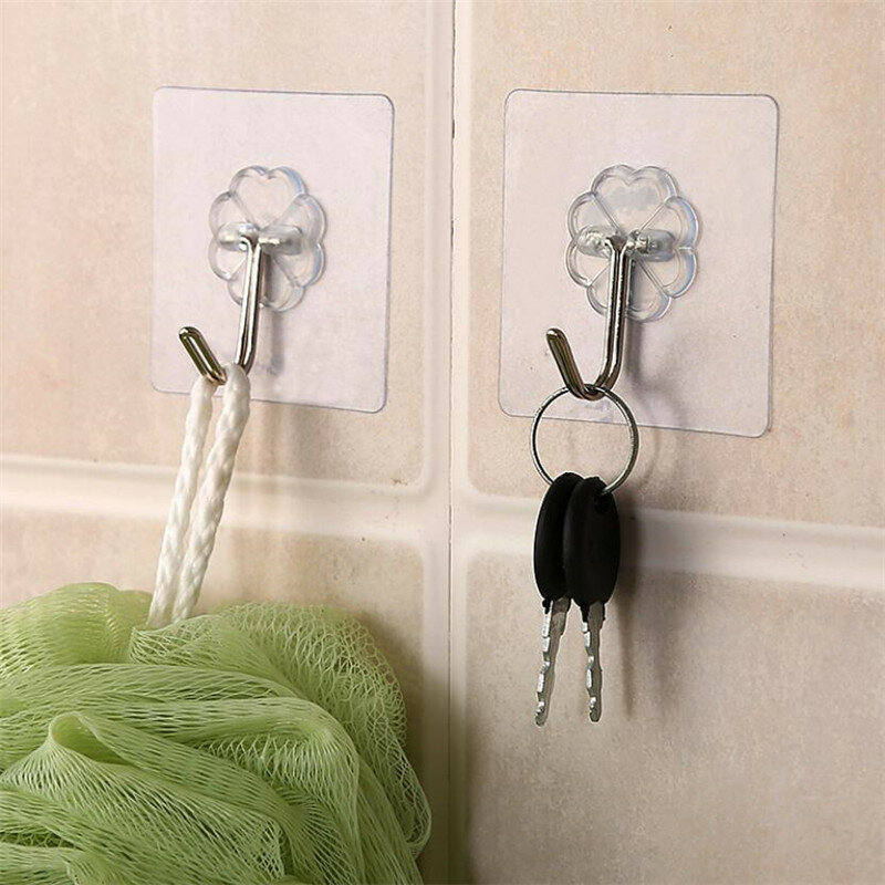 10Pcs Hooks Transparent Strong Self Adhesive Door Wall Hangers Hooks Suction Heavy Load Rack Cup Sucker for Kitchen Bathroom