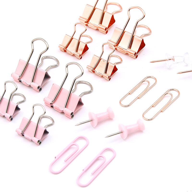 Combinatie Pak Lange Staart Clip I-Pin Paperclip Rose Gold Box Office Briefpapier