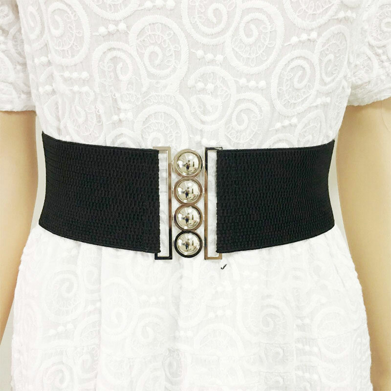 Cinturilla elástica Retro para mujer, cinturón ancho, Color sólido, estilo Simple, accesorio para vestido