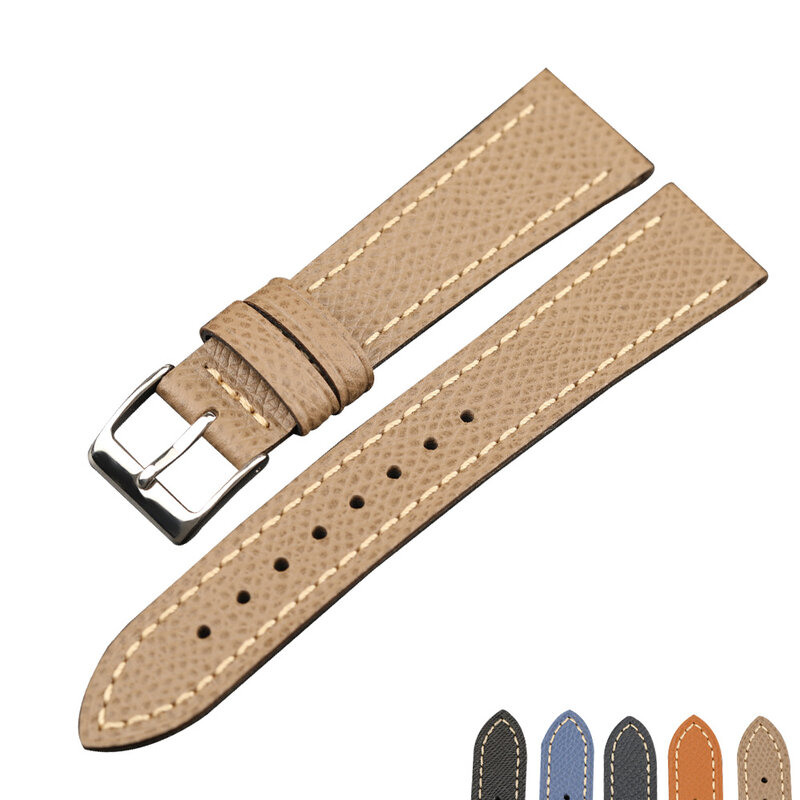 Bracelet en cuir imprimé paume epsom rétro fait main de style Ultra-mince PSTARY, 18 19 20MM pour bracelet en cuir de montre antique