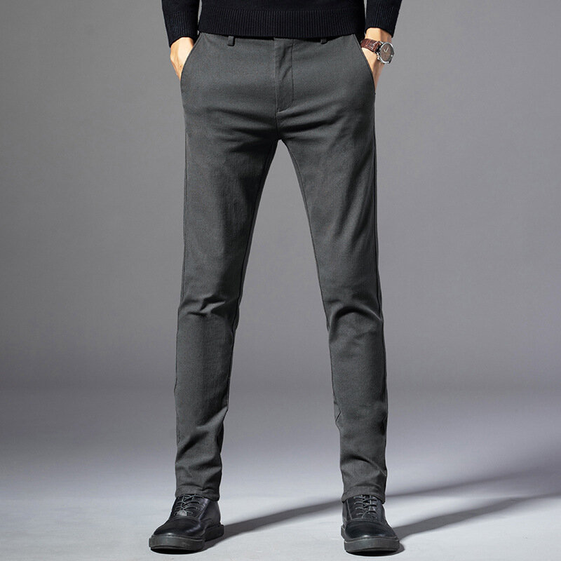Новинка 2020, зимние и осенние мужские хлопковые повседневные длинные брюки высокого качества, мужские брюки