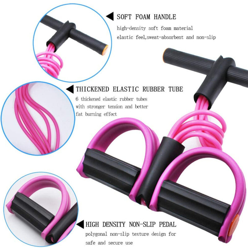 Elastic Tension Rope 6 Tube Puller Pedal Fitness Sit Up Pull Rope Latex Resistance Bands Home Gym Sport Training Equipment