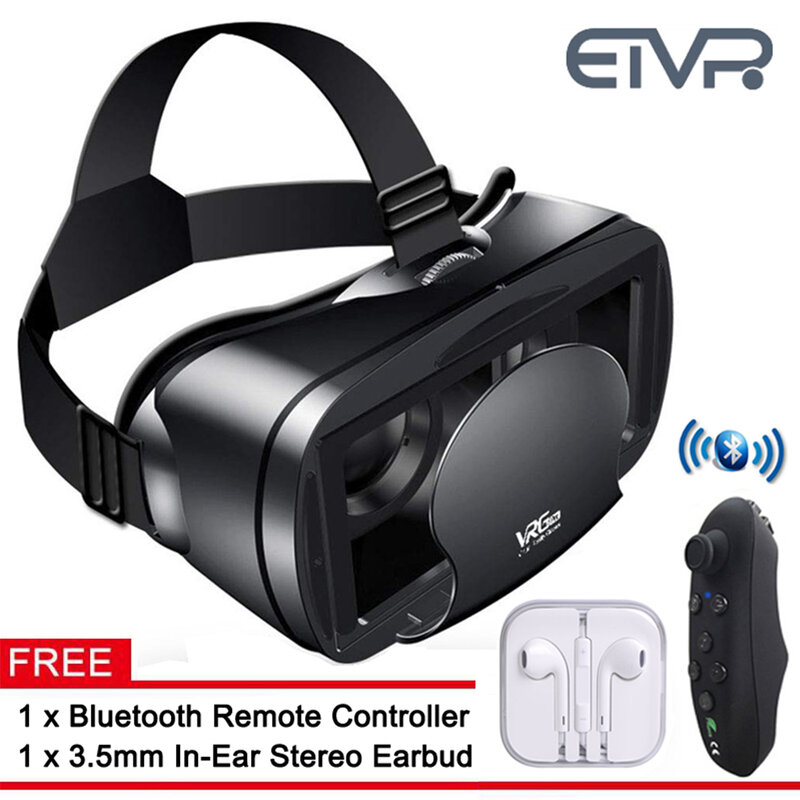 Óculos de Filmes Jogos de ETVR 3D Caixa Google Papelão VR Realidade Virtual Imersiva Fone de Ouvido com Ajuste Controlador 5-7 polegadas telefone inteligente
