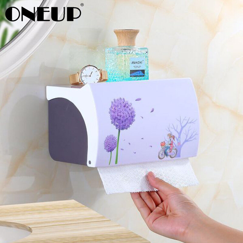 ONEUP Portable Toilet Paper Towel Holder Plastic WC Roll Paper Dispenser For Toilet Home Storage Rack Bathroom Accessories Sets