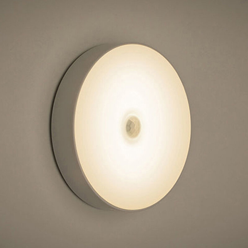 Mini lampe LED ronde à économie d'énergie avec capteur de luminosité, luminaire décoratif d'intérieur, idéal pour une chambre à coucher, une cuisine ou une chambre d'enfant