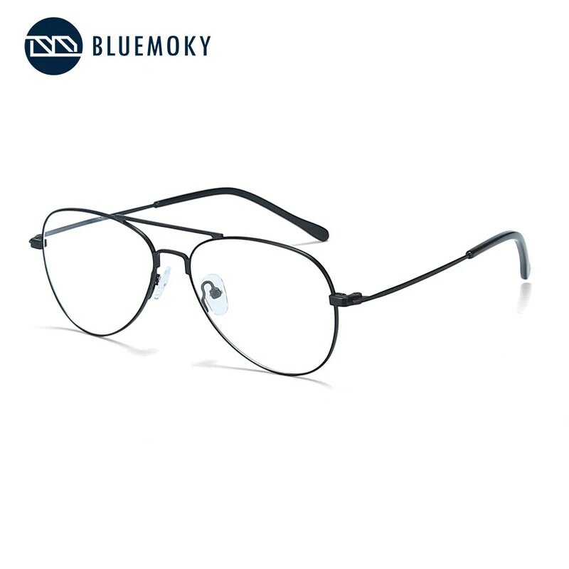Bluemoky ultra-leve piloto progressivo prescrição óculos homem anti azul luz photochromic óculos de metal óptico
