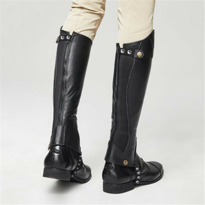 Cavassion-leather half chaps for men and women, comfortable and breathable Knight equipment for Knight