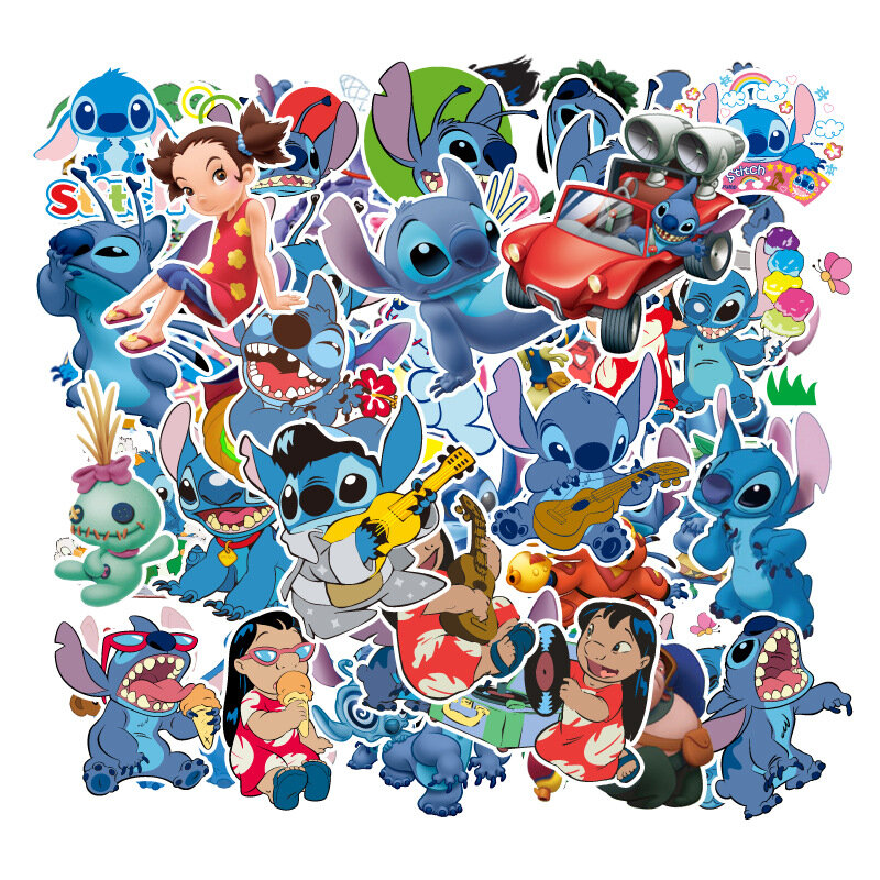 55Pcs Classics Lilo Stitch  Cute Cartoon Stickers for Skateboard Motorcycle Luggage Laptop Guitar Notebook Toy Sticker