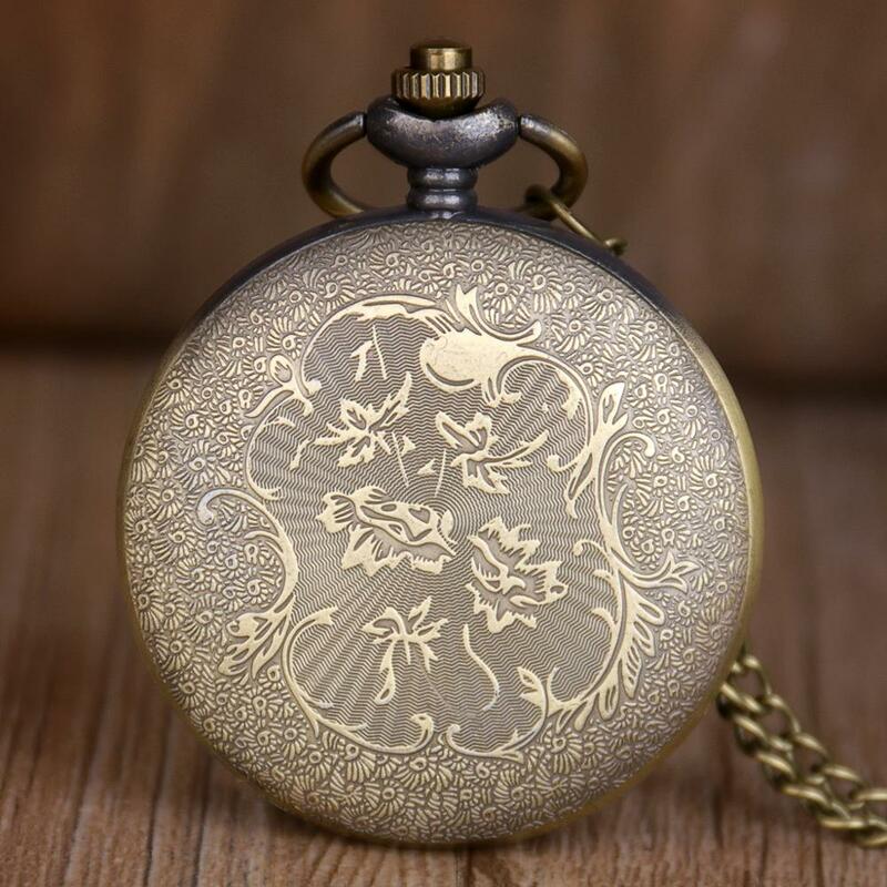 New Trendy Bronze Hollow Pocket Watches Lovely Bird Quartz Pocket Watches Retro Pocket Watches Gifts For Mens Womens