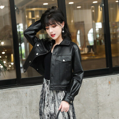Tao Ting Li Na Women Genuine Sheep Leather Jacket New Casual Square Collar Real Leather Jacket R39