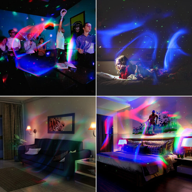 ESHINY RGB LED Rechargeable Battery Aurora Star Sky Light Laser Projector Motive Disco USB DJ Night Kids Stage Bedroom B222N8