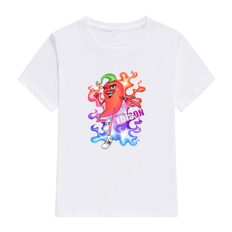 Camisetas 100% de algodón para niños, conjunto de ropa familiar informal de Merch Edison Perec Chilli, Tops con estampado de pimienta de moda para niños y niñas