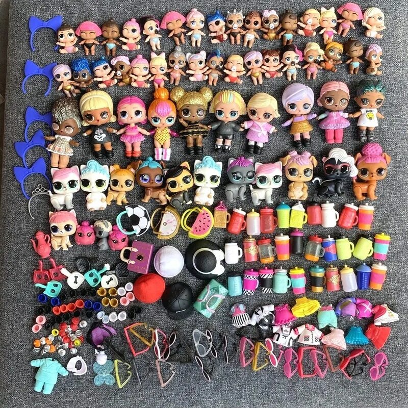 Lot 200 Pcs LOL Surprise Doll Queen bee Lil Sisters Unicorn Kitty Queen & Pet & outfit dress shoes Toy Girl Birthday Party Gift
