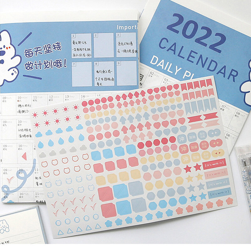 2022 год настенный календарь с наклейкой, 365 дней ежедневного расписания, периодический планировщик