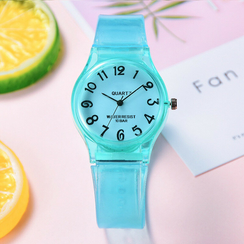 Wokai alta qualidade casual feminino silicone geléia relógio de quartzo feminino adorável transparente doce eco-friendly estudante relógio