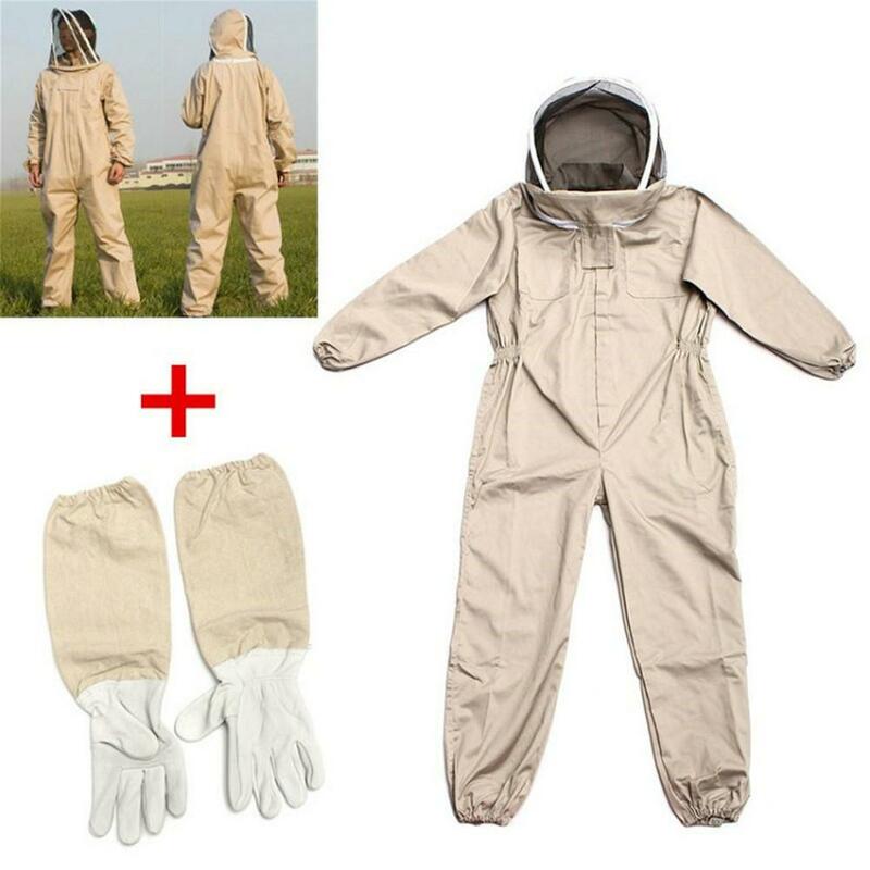 Traje de apicultura profesional ventilado de cuerpo completo, traje de apicultura con guantes de cuero, Color café, novedad de 2020