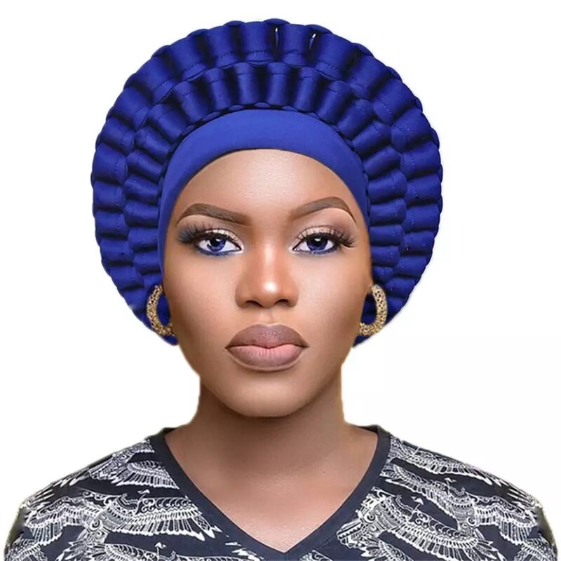 Africa turbante Caps for Women African Aso Oke Headtie pronto da indossare Auto Gele Female Head Wraps berretti musulmani nigeriano Wedding Gele