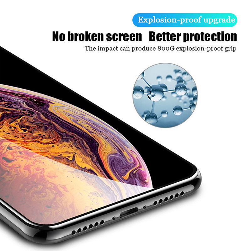 3 pçs capa completa de vidro temperado para iphone 7 plus 6s 8x10 protetor de tela para iphone 11 xr xs max 12 pro mini se 2020 vidro