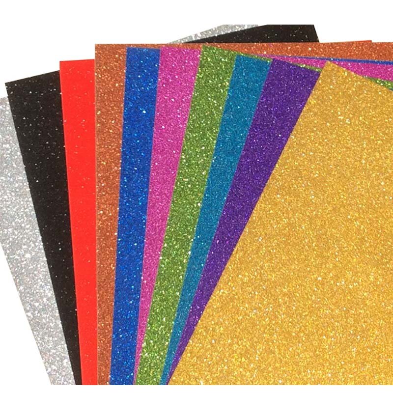 10pcs A4 Sheets Mixed Colours Glitter Cardstock Card Making DIY Material Sparkling Craftwork Scrapbooking Gift Wrapping Box Tiss