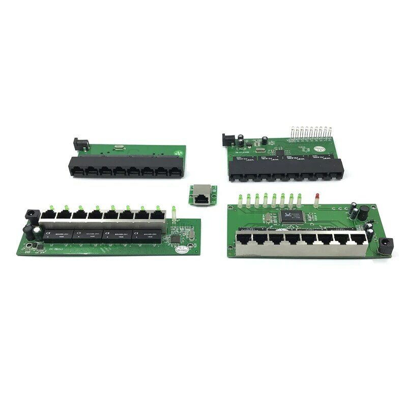 OEM factory direct mini fast 10 / 100mbps 8 porte Ethernet network lan hub switch board pcb a due strati 2 rj45 1*8pin head port