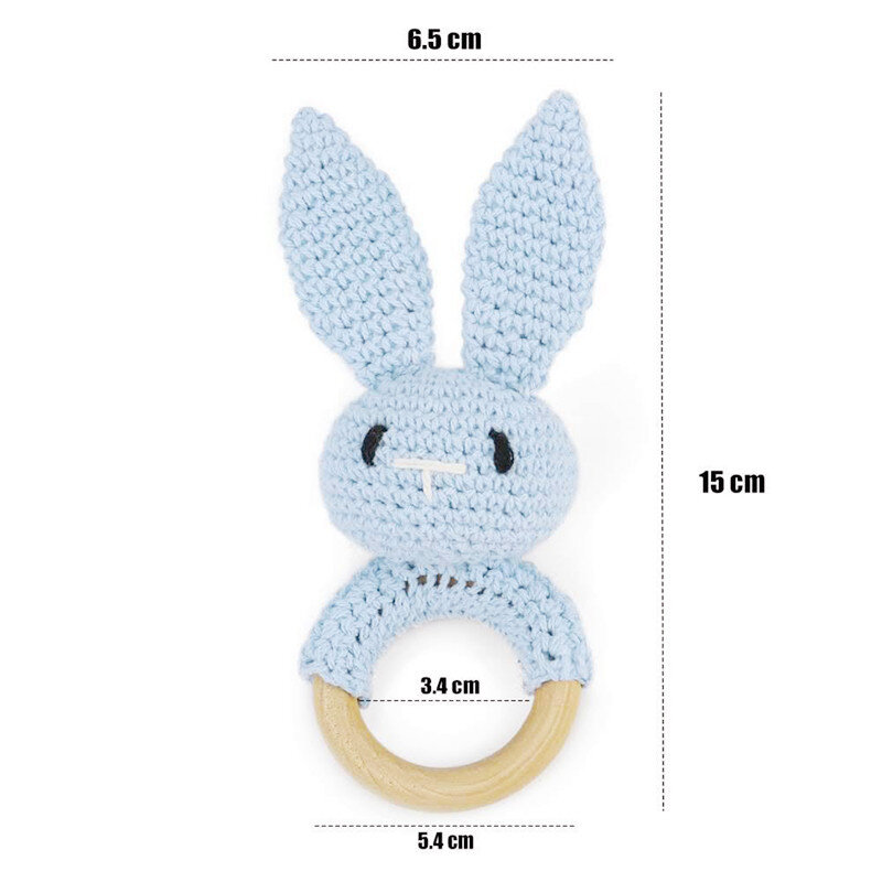 Mari Kita Buat Kerincingan Bayi 1 Buah Mainan Kayu Aman Teether Hewan Log Geraham Kelinci Crochet Cincin Tempat Tidur Bayi Produk Anak-anak