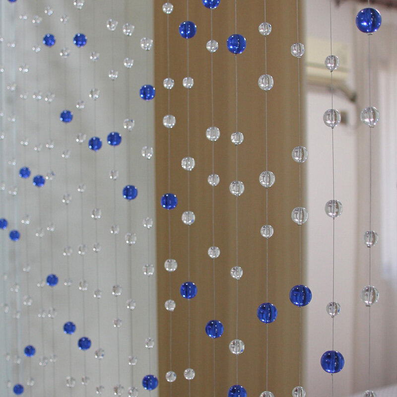 Cortina de cuentas de cristal azul de 10 hilos, colgante de partición para interior del hogar, suministros de decoración de hotel de alta gama