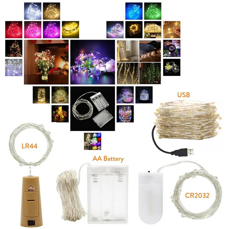 Luci a stringa a LED fata argento filo di rame 1M 2M 3M 5M 10M ghirlanda casa natale decorazione della festa nuziale