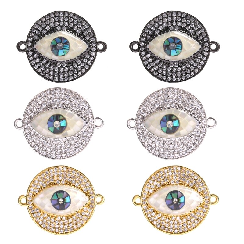 Juya-suministros de ojo de la suerte turco, perlas, Concha, amuletos de mal de ojo griego, conector, accesorios para manualidades, fabricación de pulseras