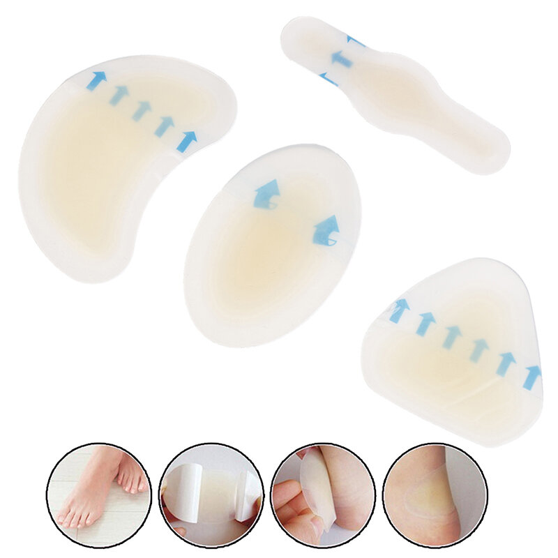 4pcs/set Silicone Gel Soft Heel Sticker Heel Anti-wearing Heel Sticker Adhesive Hydrocolloid Gel Blister Plaster Pedicure Patch