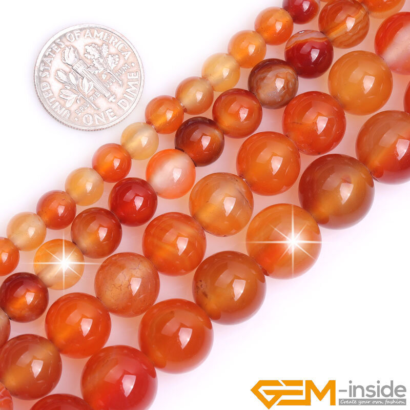 Perle ronde en pierre naturelle cornaline rouge pour bijoux, agates, grand trou, brin exécutif, bracelet bricolage, collier, 15 po, 6mm, 8mm, 2mm