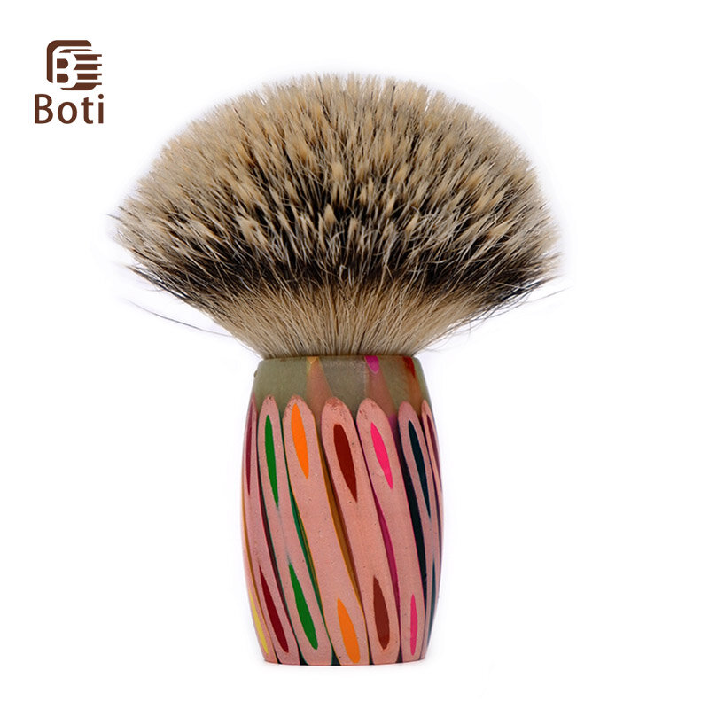 Boti-brocha de afeitar SHD Leader para hombre, herramienta de afeitar con forma de bombilla, nudo de pelo de tejón plateado, hecho a mano