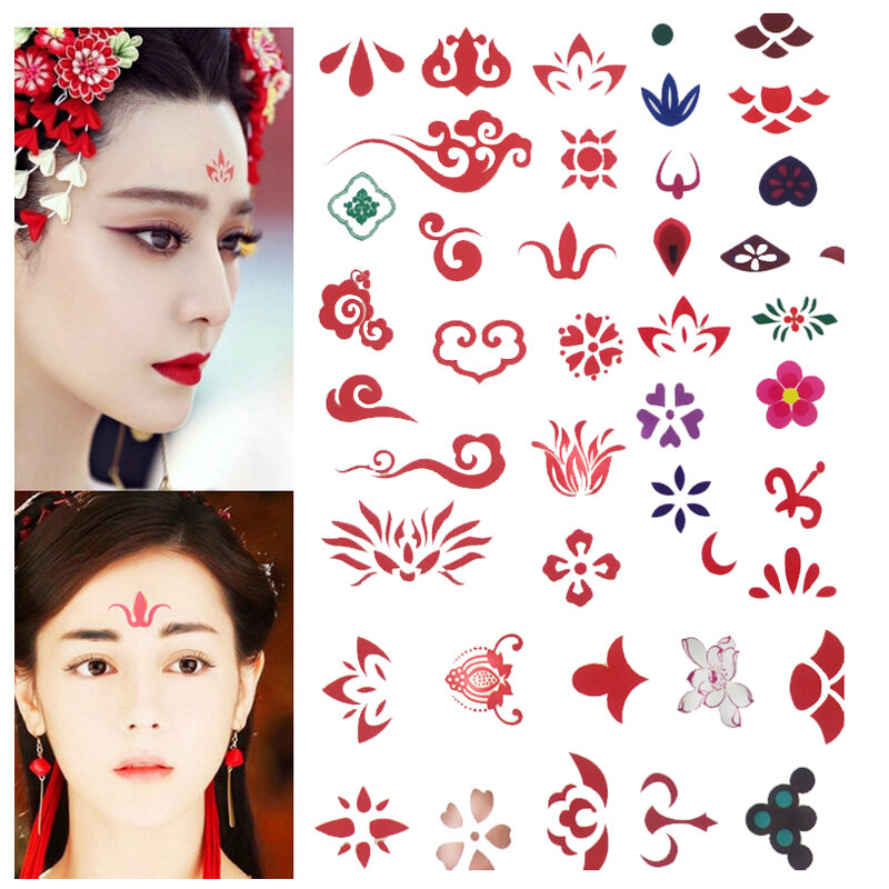 7 Sheets Between the Eyebrows Stickers Girl Toys Decoration Masquerade Prop Geometric Figure Sticker Kindergarten Praise Prize