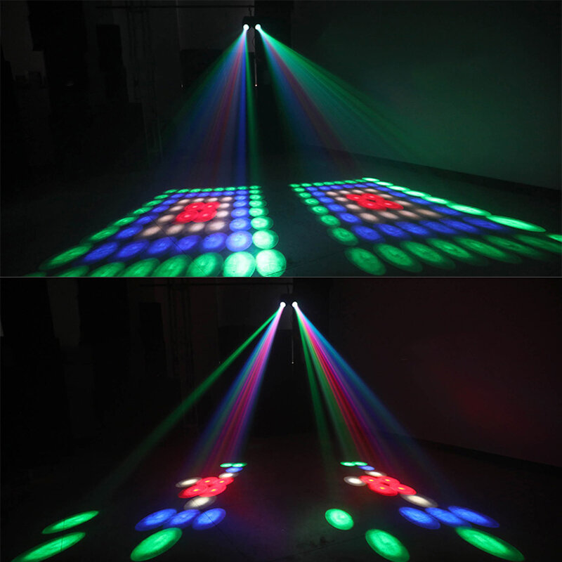 더블 헤드 비행선 RGBW 패턴 무대 효과 조명 프로젝터, DJ 디스코 파티 LED 조명, 크리스마스, 64 LED, 128LED, 빠른 배송