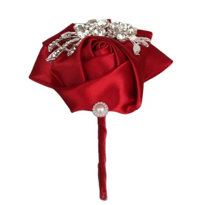 Bouquet di colori a strati di seta di diamante di alta qualità corpetto di diamanti rosa accessori per spilla da sposa sposa e sposo Pin X1104-1