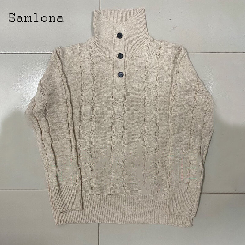 Samlona Herbst Winter Pullover einreiher Strickwaren Männer Smart Casual Pullover Kpop Stil Stricken Pullover Herren Kleidung 2021