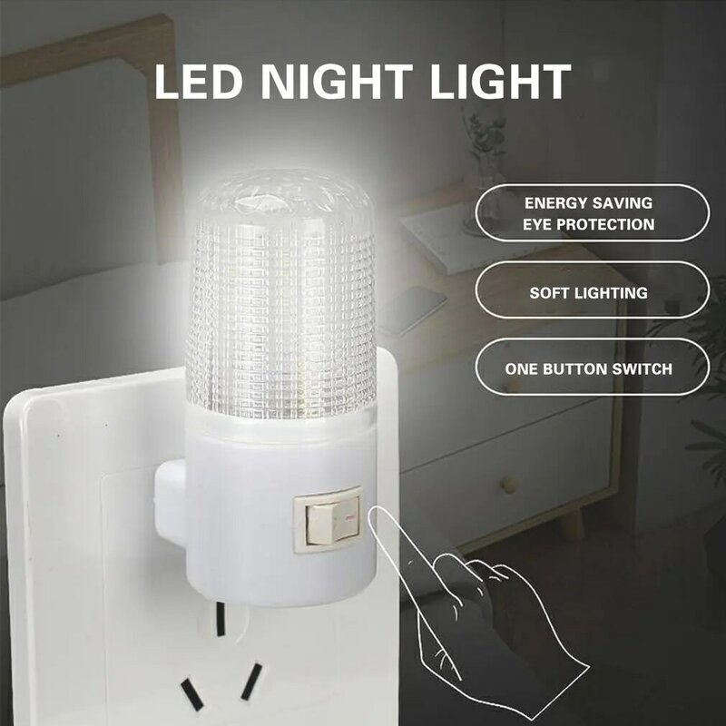 Lámpara de noche para el hogar, luz cálida de montaje en pared para dormitorio, 1W, 6 LED, 110V con enchufe estadounidense, luz LED de ahorro de energía