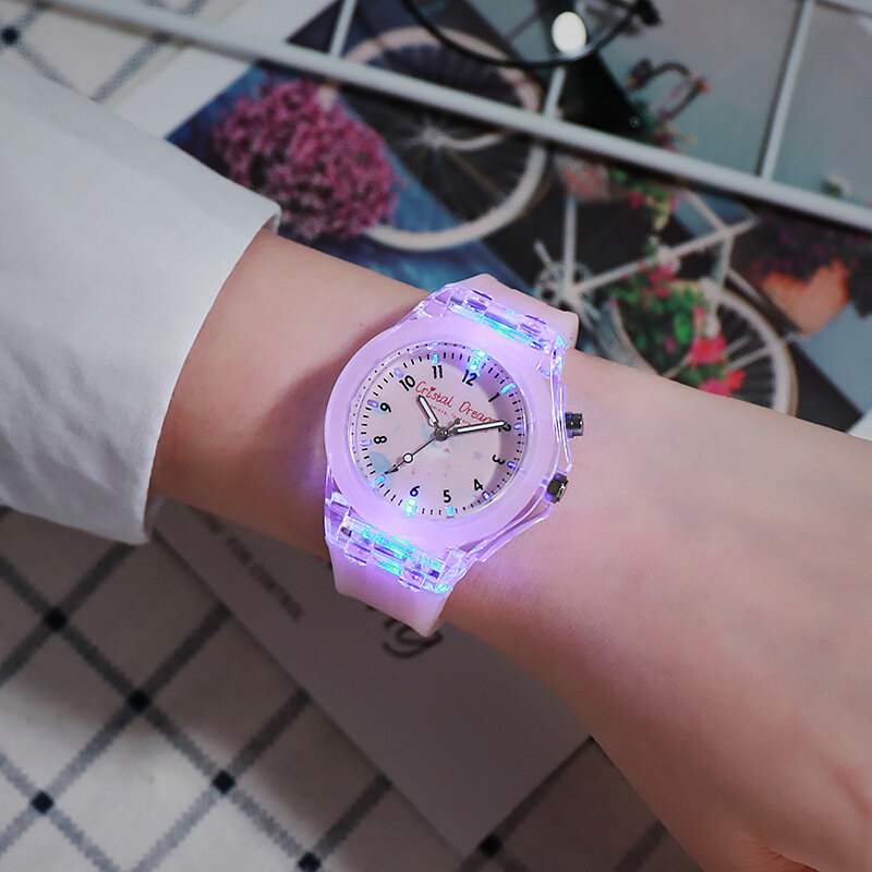 Luminous zegarki dla dzieci LED kolorowe Flash cyfrowe wodoodporne dla chłopców dziewcząt zegarek kwarcowy kreatywny sportowy zegarek dla dzieci