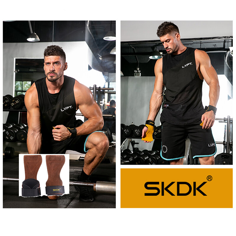 SKDK-empuñaduras de mano para gimnasio, equipo de Fitness para levantamiento de pesas, CrossFit, entrenamiento