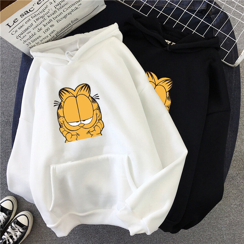Camisolas femininas inverno outono hoodies roupas soltas casal camisas dos desenhos animados café gato camisa de manga longa camisolas outwear