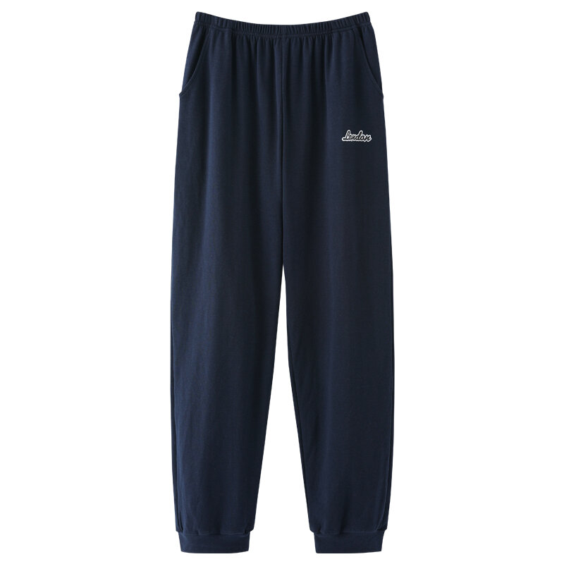 Pantalones de dormir para hombre, ropa de dormir informal, de algodón puro, de cintura media, con cintura elástica, talla grande L-5XL